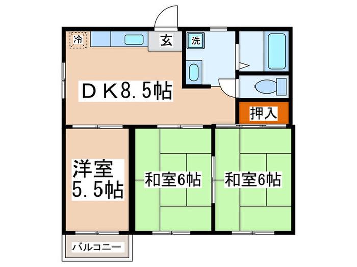フレグランス明王(3DK/2階)の間取り写真