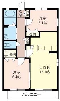 クレストハル(2LDK/2階)の間取り写真