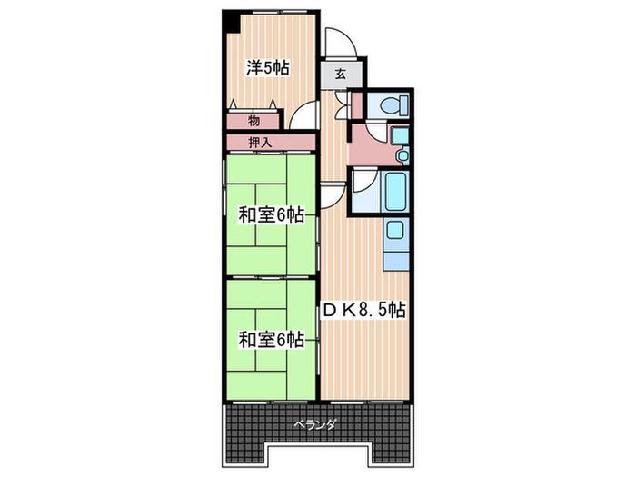 フロンティア光町(3DK/6階)の間取り写真