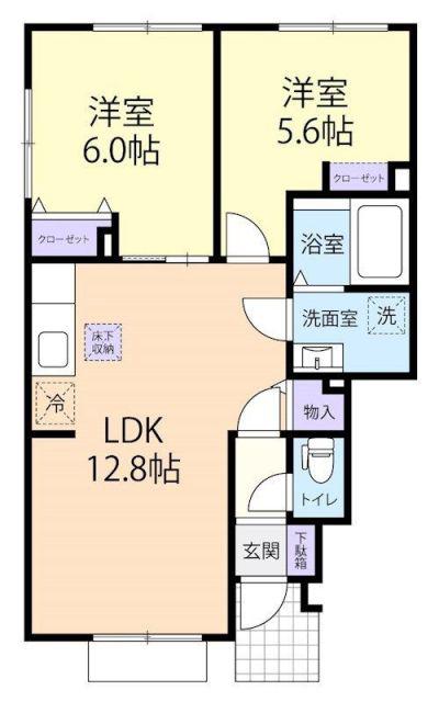 ORTENSIA B(2LDK/1階)の間取り写真