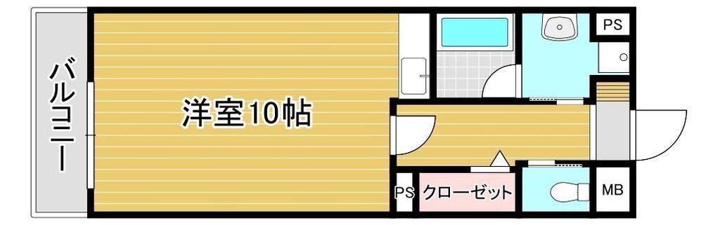 ヒルズ鍛冶町(ワンルーム/10階)の間取り写真