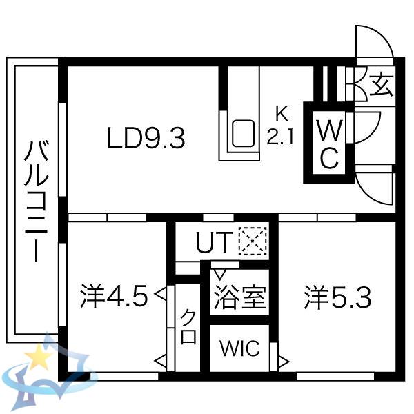 ラフィナート北円山(2LDK/2階)の間取り写真