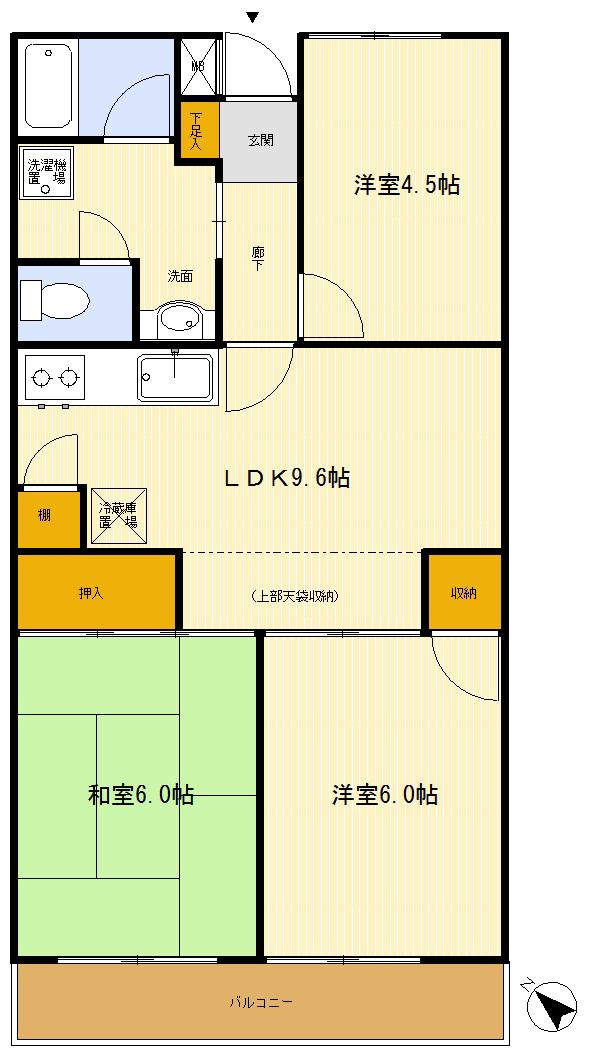 エヌエフ武蔵野(3LDK/3階)の間取り写真