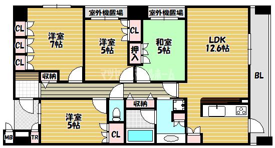 ローレルコート放出(4LDK/6階)の間取り写真
