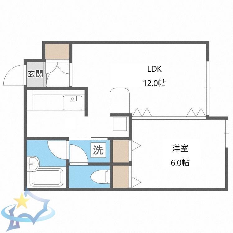 HARAX宮の森(1LDK/1階)の間取り写真