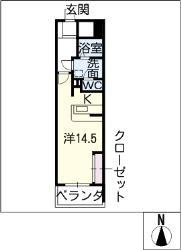 ロイジェント栄(ワンルーム/5階)の間取り写真