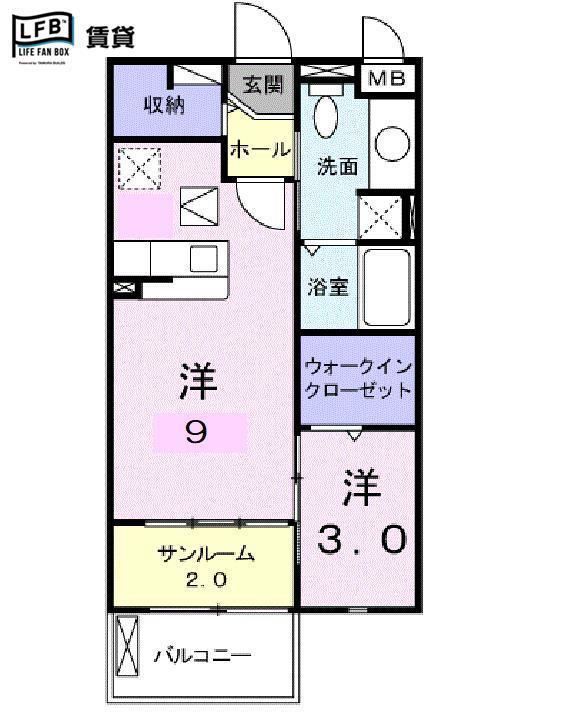 ネオメゾン(1LDK/2階)の間取り写真