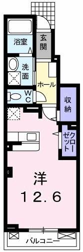 ヴィラ.ジェルメ II(1K/1階)の間取り写真