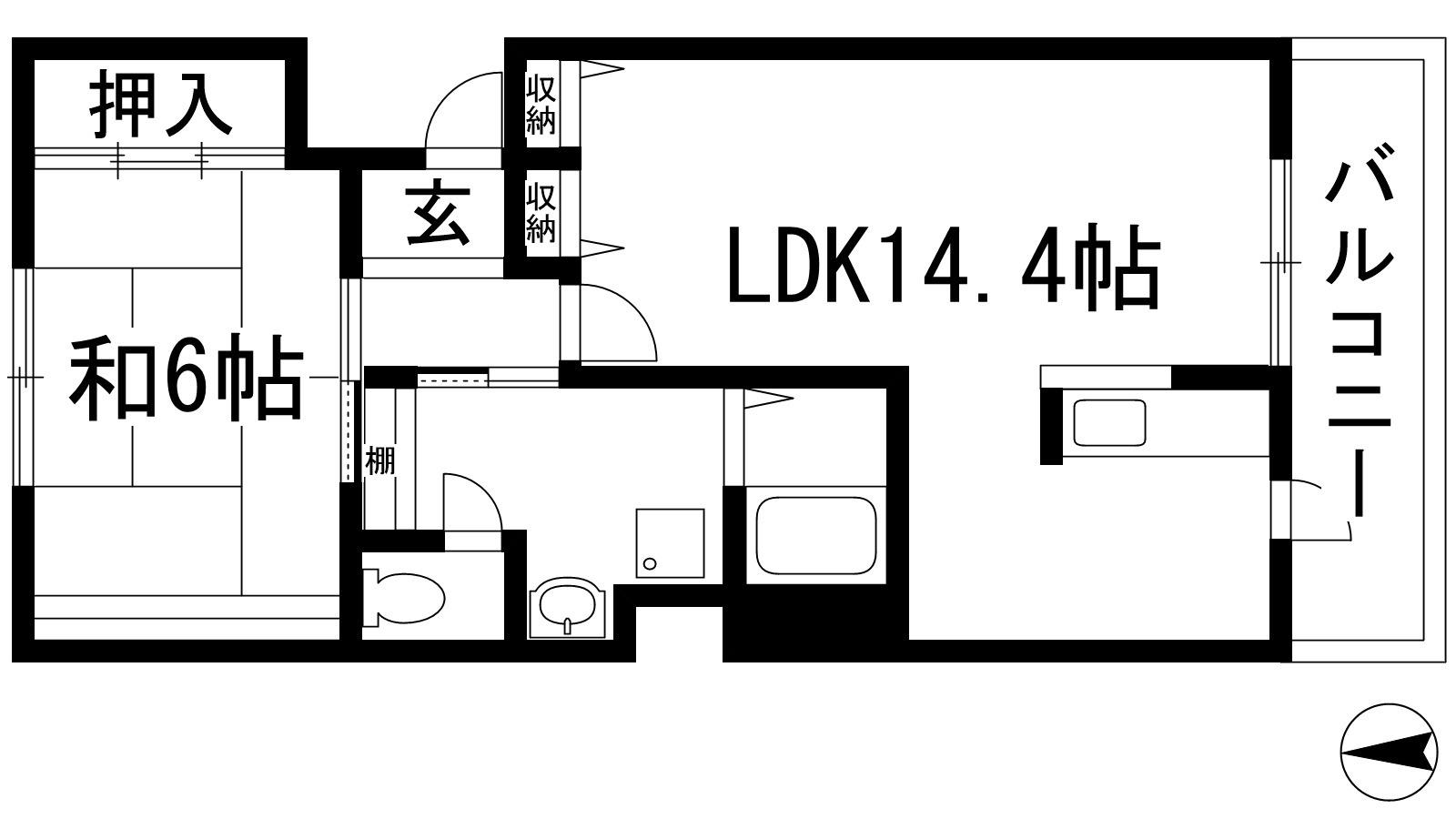 フレール宝塚御殿山 8号棟(1LDK/1階)の間取り写真