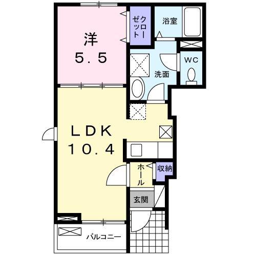 エーデルワイス(1LDK/1階)の間取り写真