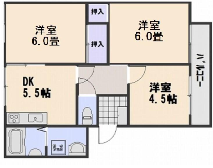 ファミーユ三宅(3DK/1階)の間取り写真