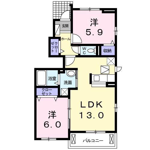 マンハイム1番館(2LDK/1階)の間取り写真