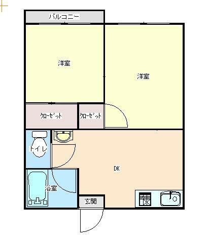 第一コーポ中村(2DK/1階)の間取り写真