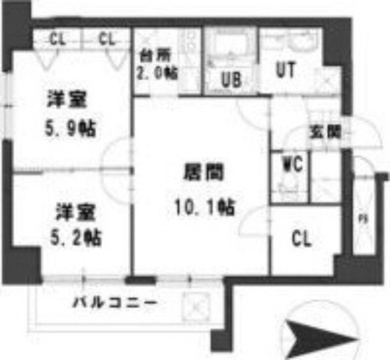 グランメールツイン山鼻西(2LDK/9階)の間取り写真
