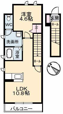 ソレイユ(1LDK/2階)の間取り写真