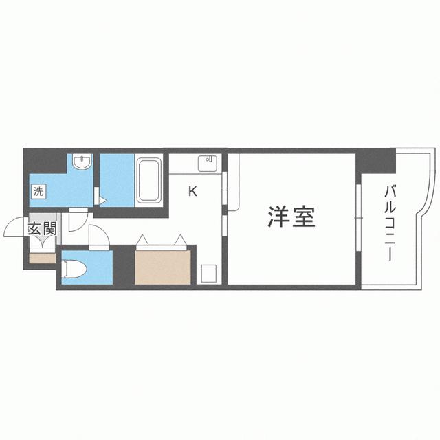 モントーレ天神セントラルスクエア(1K/9階)の間取り写真