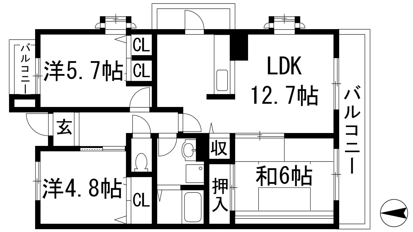 アルビス五月ケ丘110号棟(3LDK/1階)の間取り写真