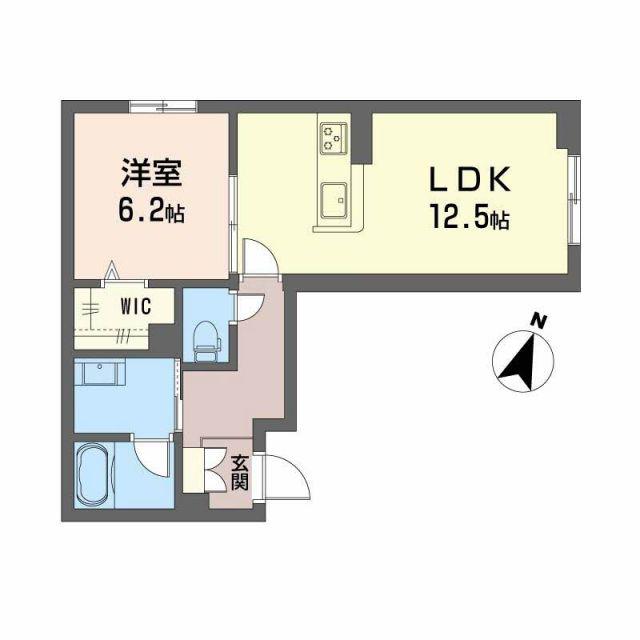 WAVE 伏見(1LDK/1階)の間取り写真