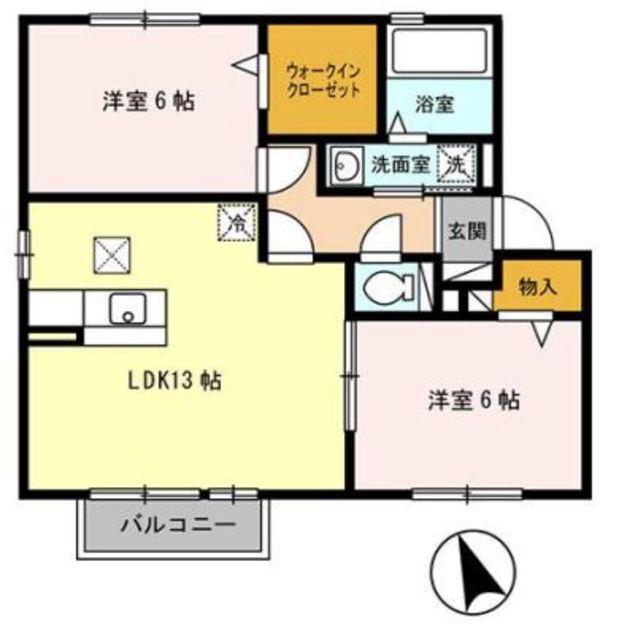 ヴィ ボヌール(2LDK/1階)の間取り写真