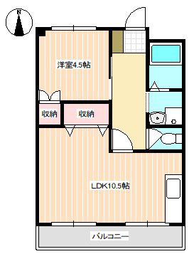 第一金家ビル(1LDK/4階)の間取り写真