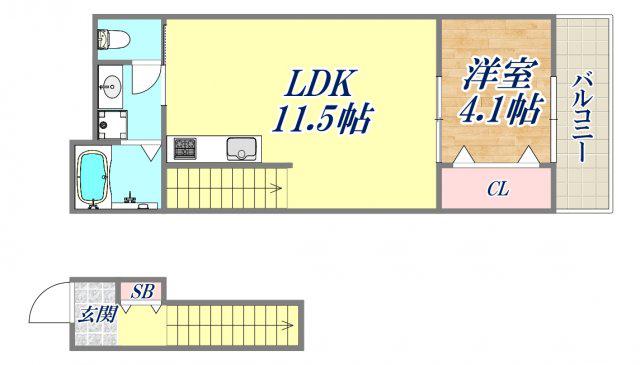 リベルテ逆瀬川(1LDK/2階)の間取り写真