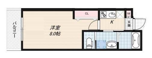 リアコート下新庄III(1K/2階)の間取り写真