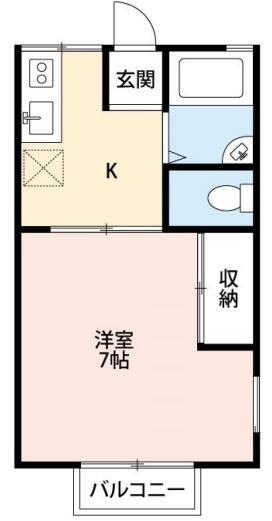 ラ・ドミール(1K/2階)の間取り写真