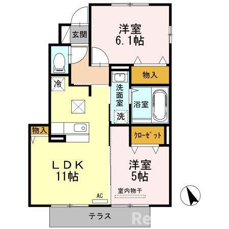 プティシャンI(2LDK/1階)の間取り写真