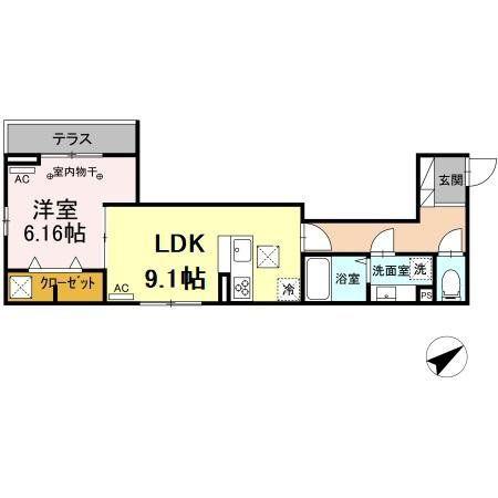ルリアン船橋(1LDK/3階)の間取り写真