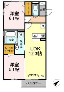 メルベーユK(2LDK/3階)の間取り写真