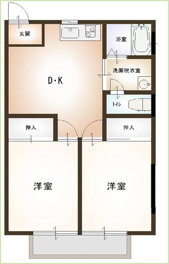 コーポセントラル(2DK/2階)の間取り写真