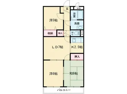 エスポワールM2(3LDK/2階)の間取り写真