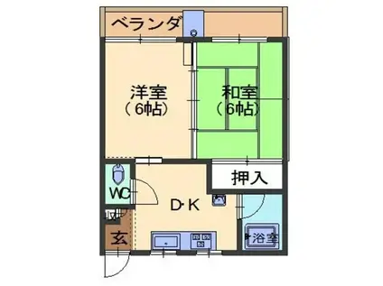 ウッドバレー窪(2DK/2階)の間取り写真