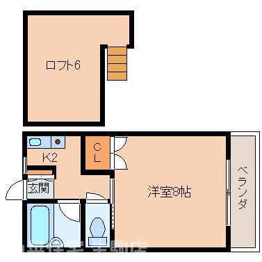 プチ聖和(1K/2階)の間取り写真