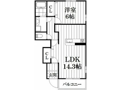 メゾン・ベル・カルム(1LDK/1階)の間取り写真