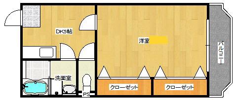 山崎ビル(1DK/3階)の間取り写真