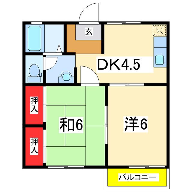 カーサヴェルデ(2DK/2階)の間取り写真