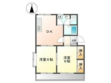 ペガサス(2DK/1階)の間取り写真