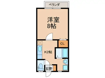 フェヴァリーC(1K/1階)の間取り写真