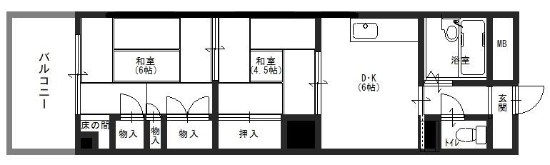 ながすダンダンハウス(2DK/4階)の間取り写真