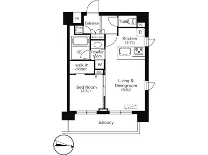 エミリブ下落合 手無 礼敷無 駅隣接 常時ゴミ出可(1LDK/6階)の間取り写真