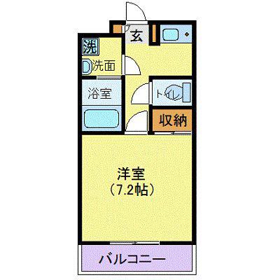 スクエアハウスQ(1K/2階)の間取り写真