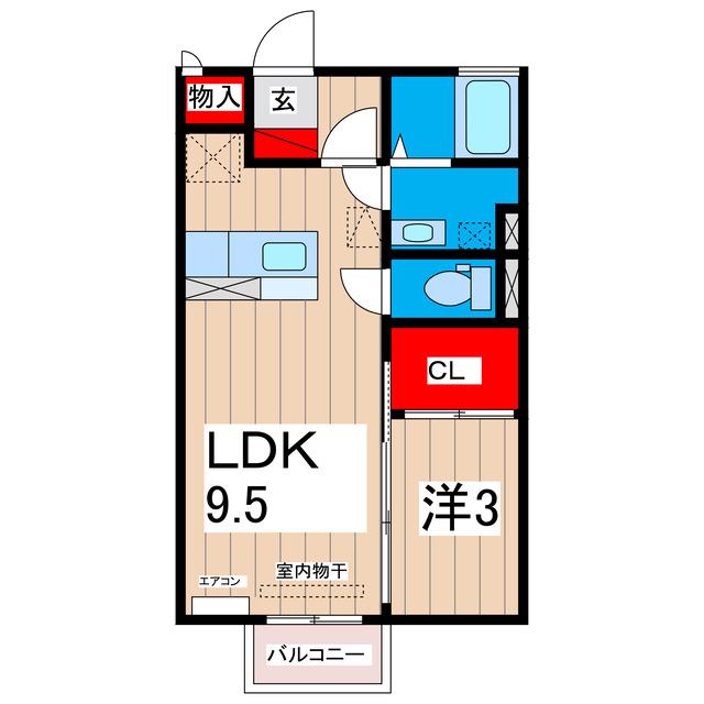 メゾン グラフォートD棟(1LDK/2階)の間取り写真