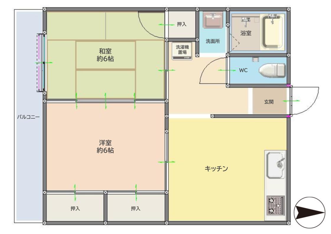 後藤コーポ(2DK/2階)の間取り写真