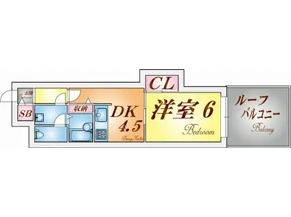 トーカンマンション須磨マリンパーク(1DK/4階)の間取り写真