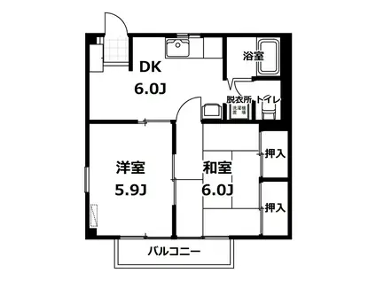 レフィーユトウカイ(2DK/2階)の間取り写真