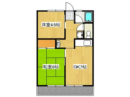 シティハイムスズキ(2DK/1階)の間取り写真