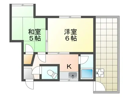 舞子八木ハイツ(2K/5階)の間取り写真