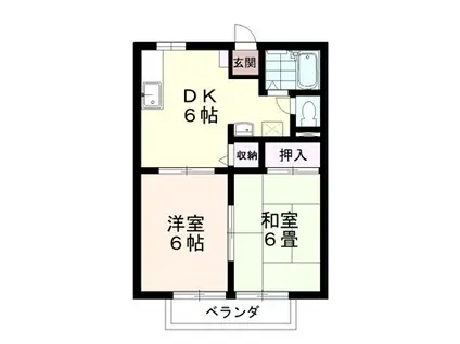アジサイハイツA棟(2DK/2階)の間取り写真