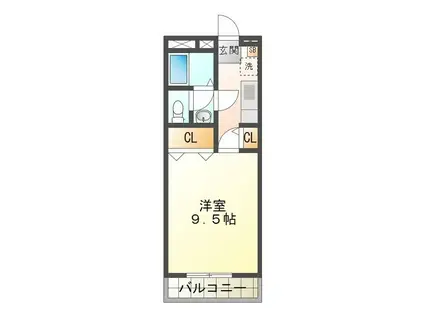 アーバンライフ津(1K/1階)の間取り写真